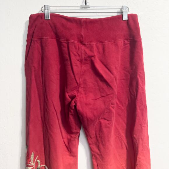 Vintage Lucky Y2K Pants Medium Wide Leg Embroidered Ombre Red Butterfly Flowers - Picture 7 of 10